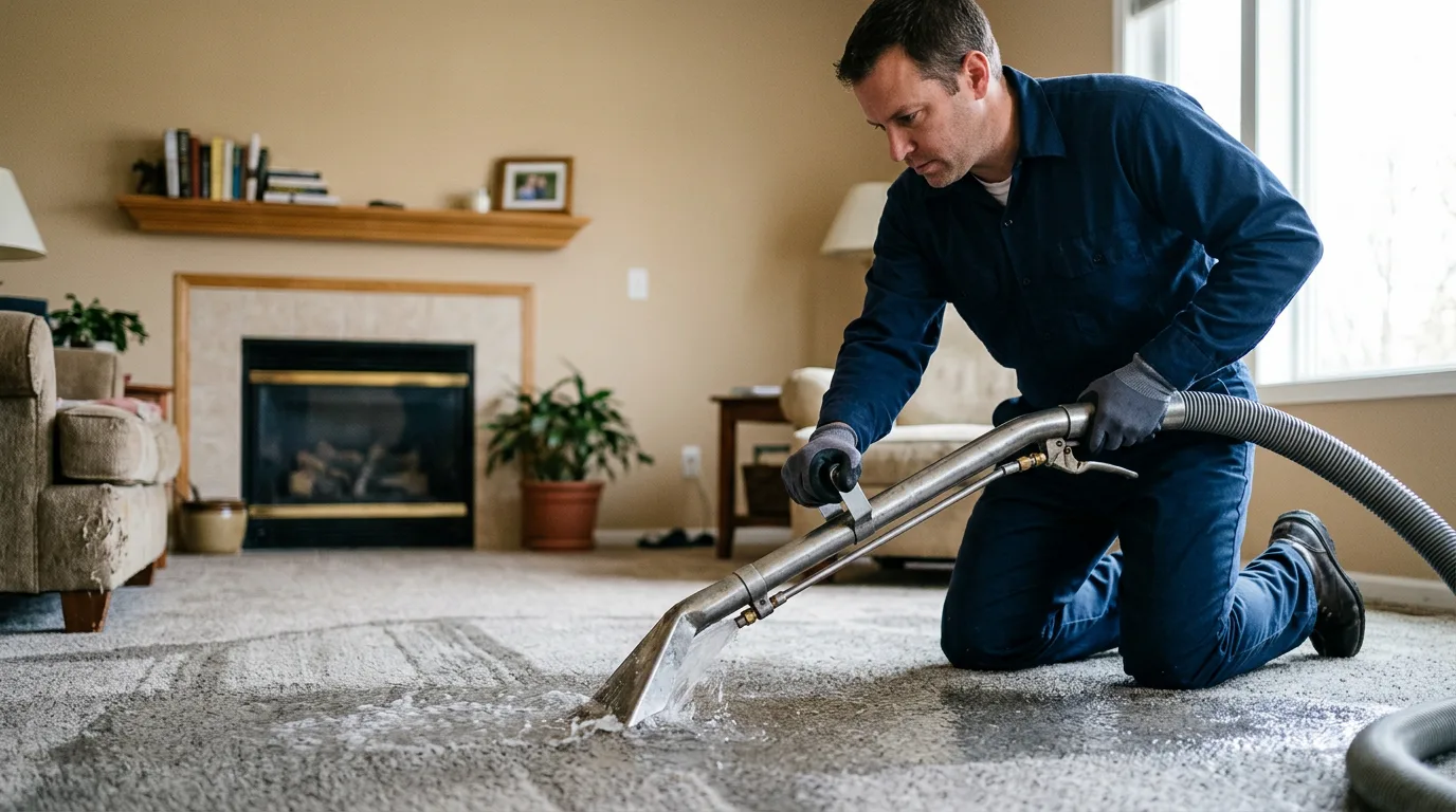 Water damage restoration technician working near Tabor, IA